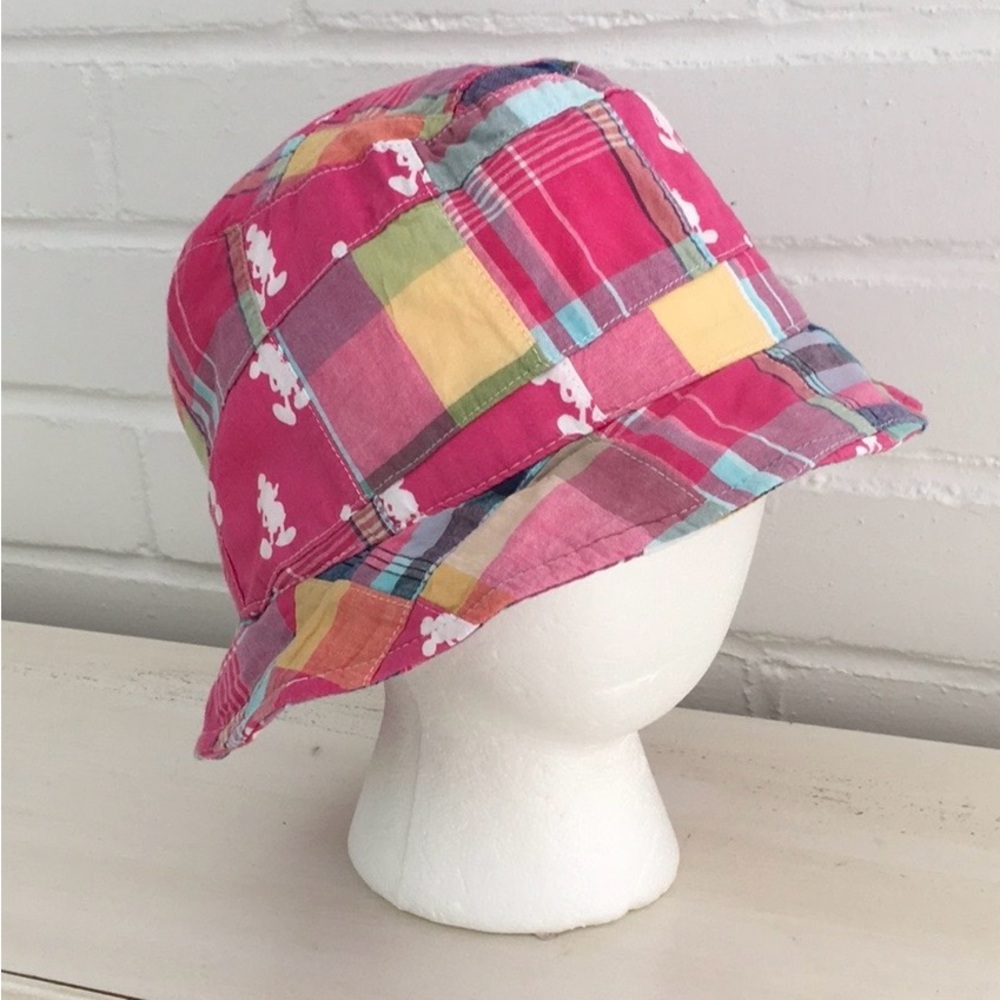 Womens Girls Teens Pink & Blue Patchwork Mickey Mouse Bucket Hat